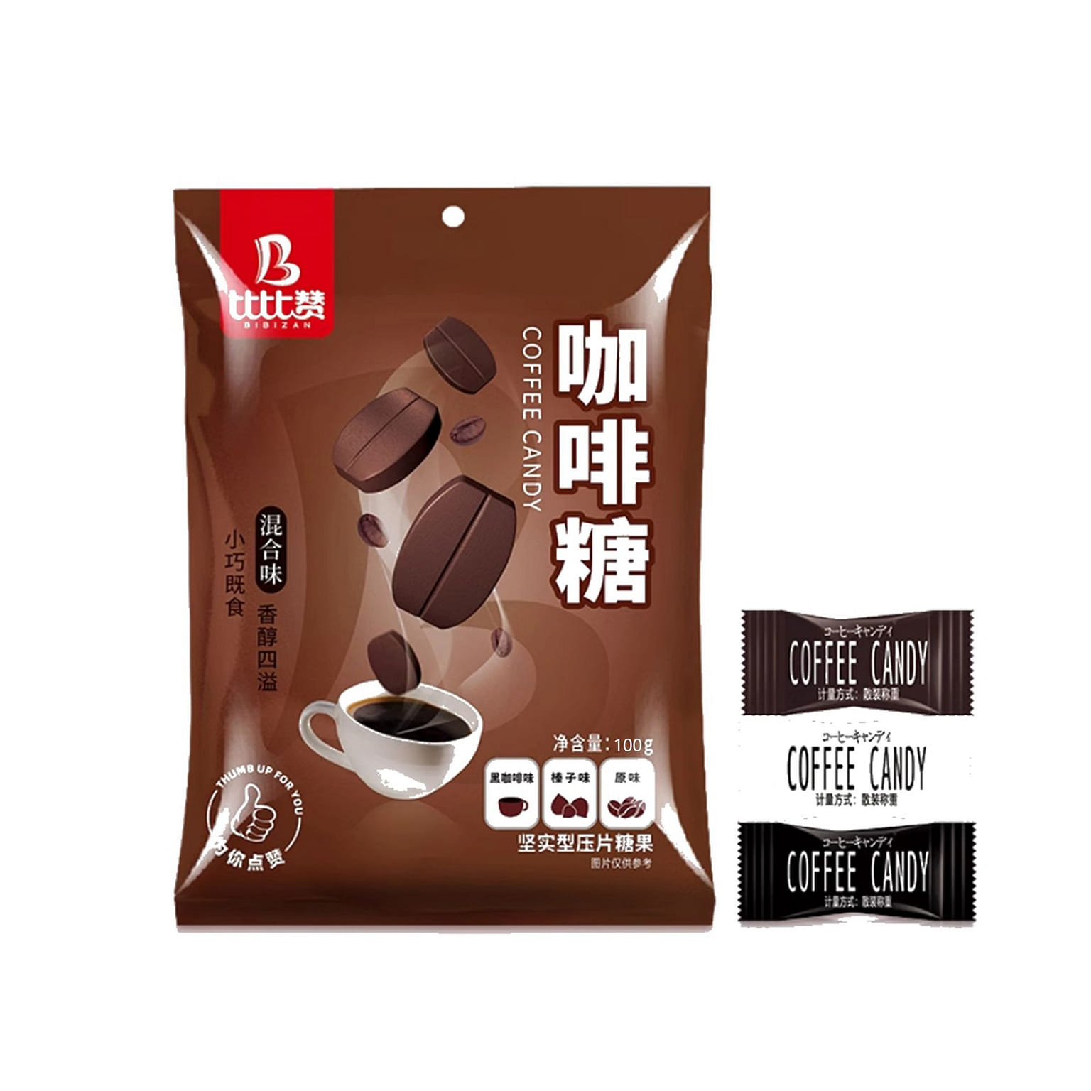 Bi Bi Zan Coffee Sugar Mixed Flavor 100g 100 그램