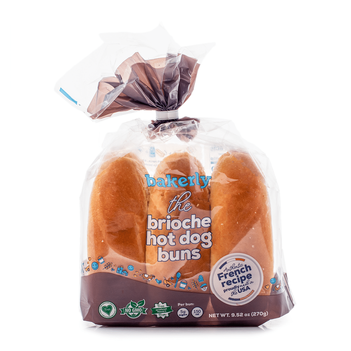 Bakerly Brioche Rolls Hot Dog Buns 6ct 9.5 oz