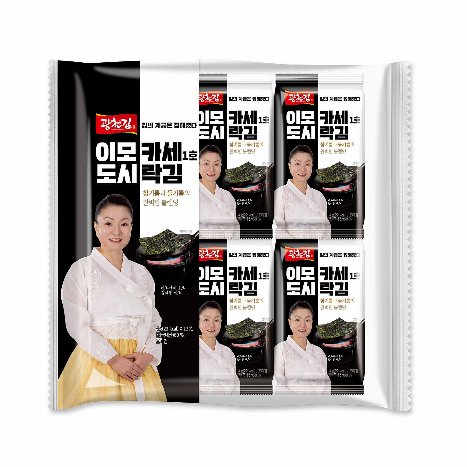 구운 김 – KIMNORI 이모카세 양념 김 스낵 4g 24 팩
