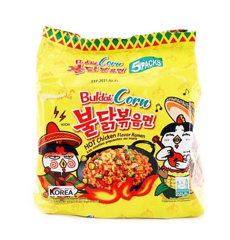 Samyang บุลดัก ราเมง รสไก่เผ็ดข้าวโพด แพ็ค 5 22.95 ออนซ์