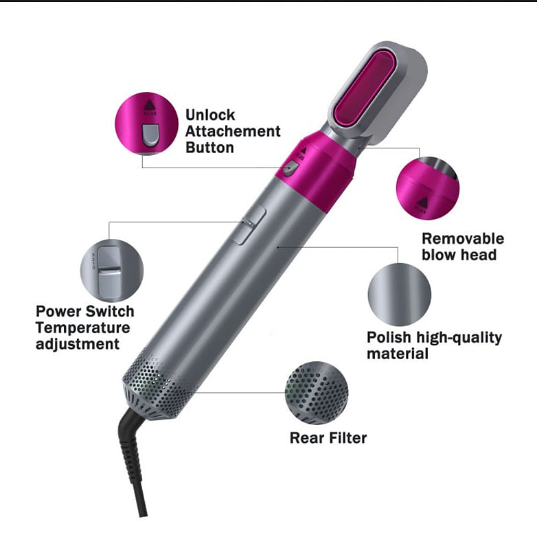 110V 5-in-1 Hot Air Comb Rose Red 1 개