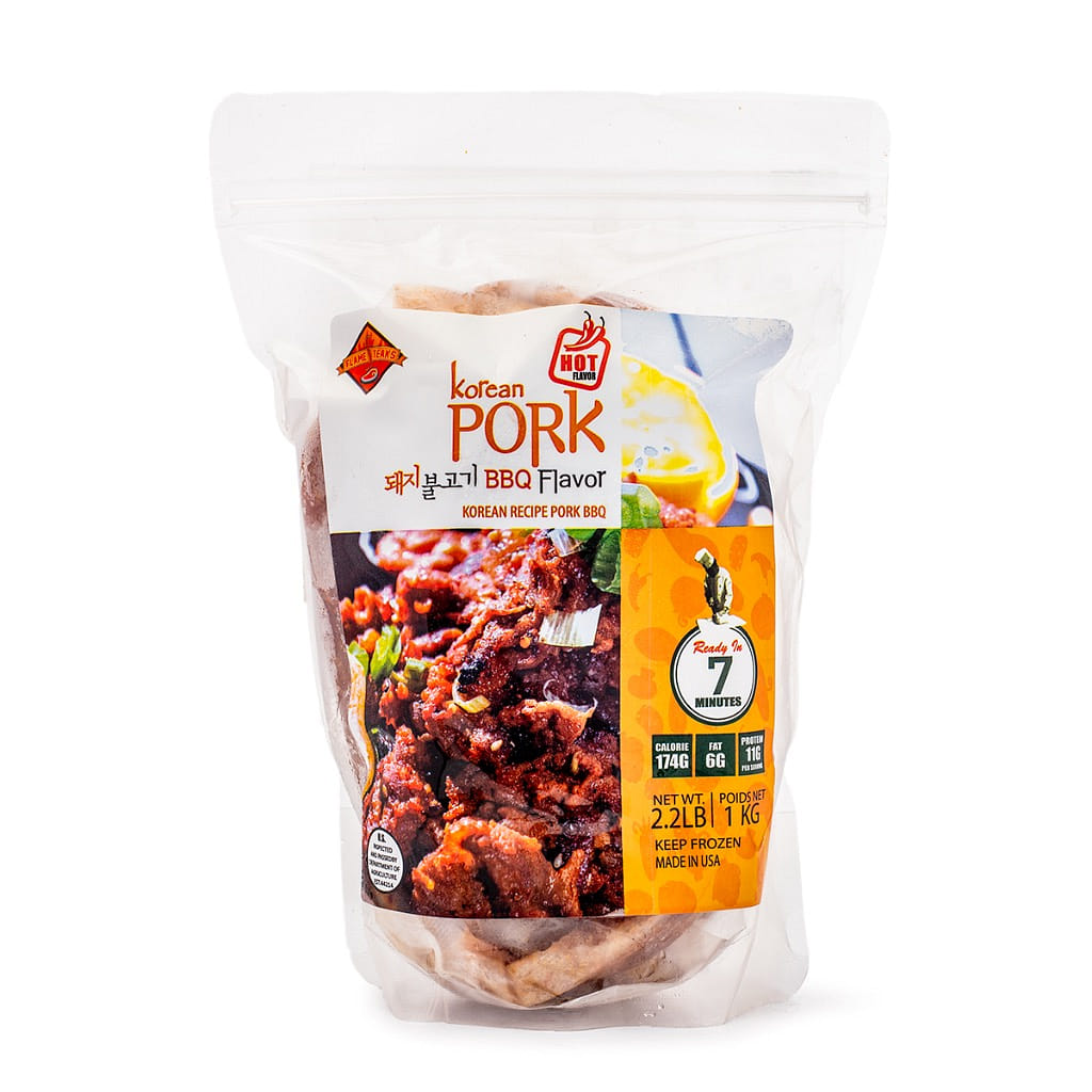 Flame Steaks Raw Korean Pork, BBQ Flavor, Frozen 2.2 lb