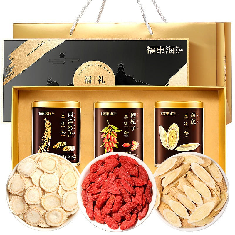 Fudonghai American Ginseng 100g+ Astragalus 130g+ Wolfberry 180g/ Fuli gift box 410 g