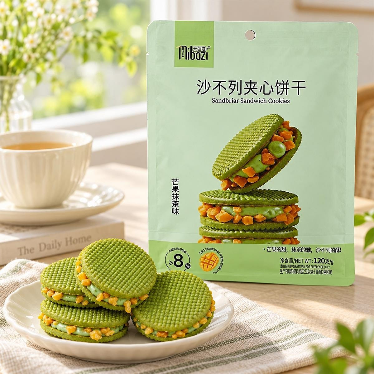 Mibaz Mango Matcha Sandwich Cookies 120g 1 pack