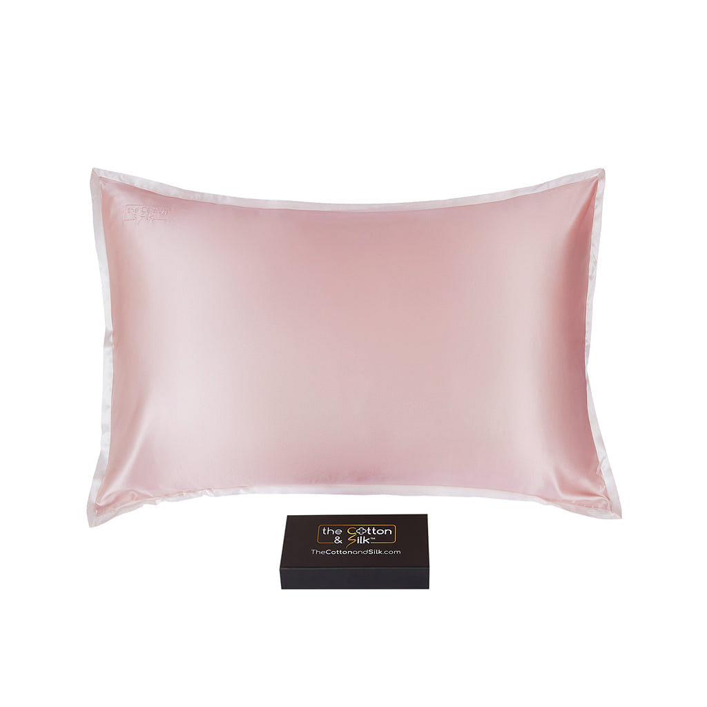 Queen-size 100% 6A+ 22 Momme Mulberry Silk Pillow Sham - Pink + Cream Queen (20“ x 30“) / Pink + Cream 0.5 lb