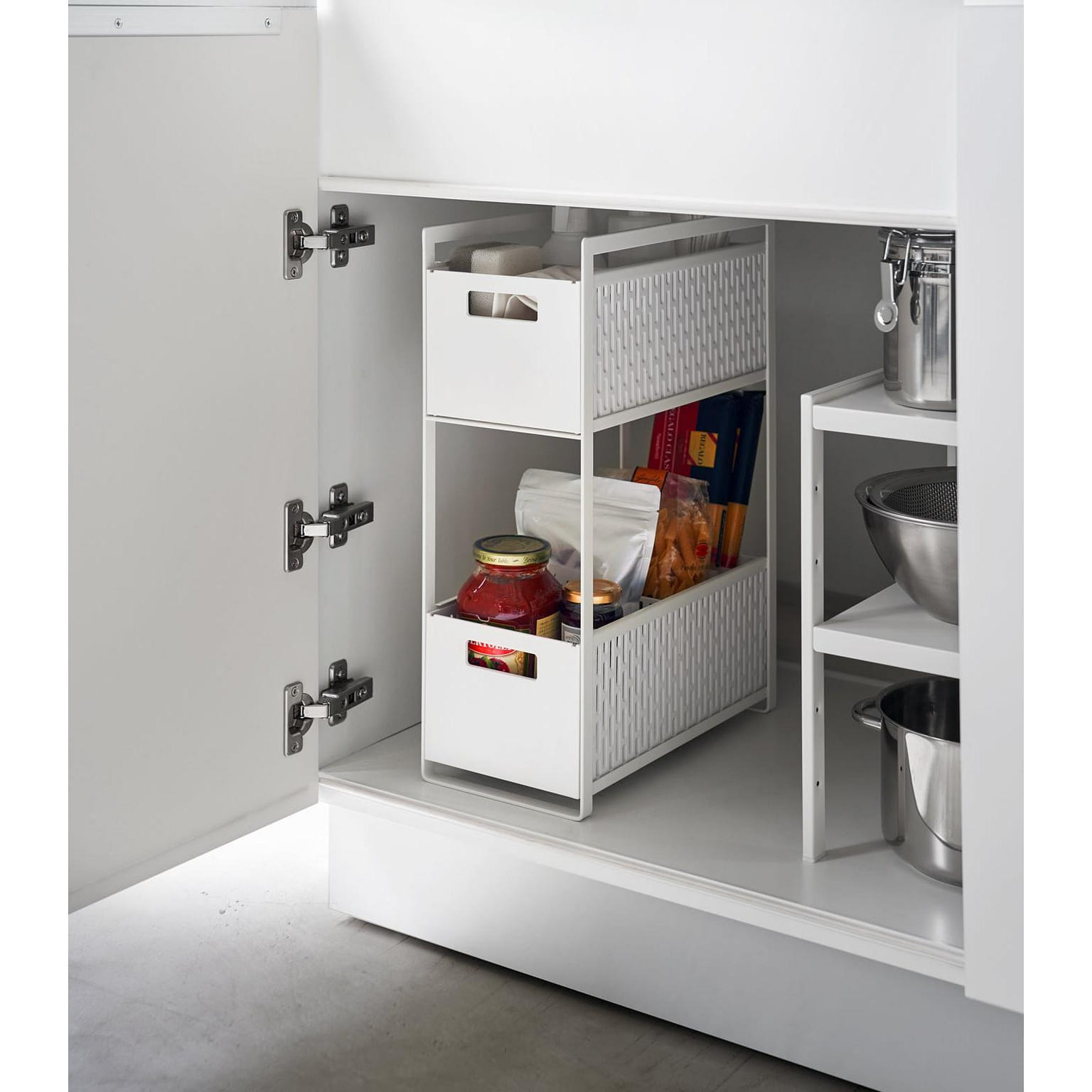 Two-Tier Cabinet Storage Basket White 1 each