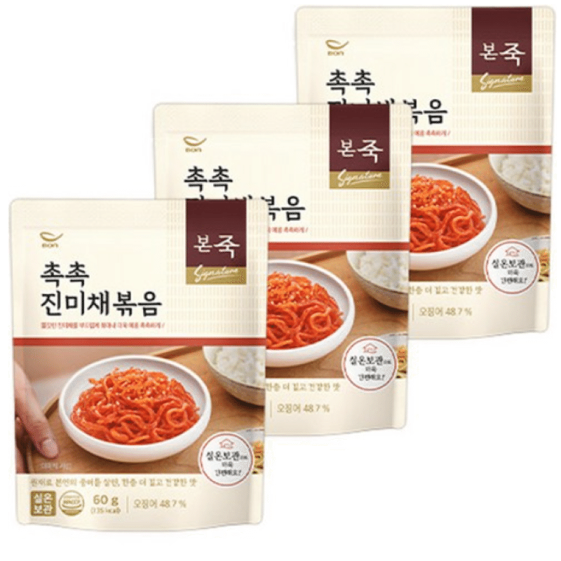 [한국 직배송] 촉촉 진미채 볶음 60g, 3봉 180 그램
