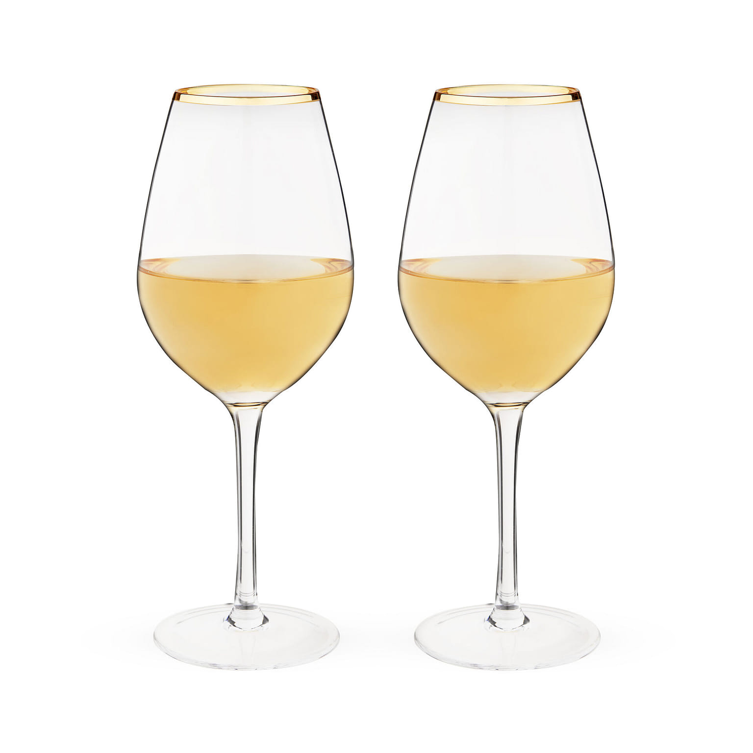 Twine Gilded Wine Glasses, Gold Rimmed Clear Wine Glass Set, Stemmed Wine Glasses, Set of 2, 14 Ounces 14 オンス