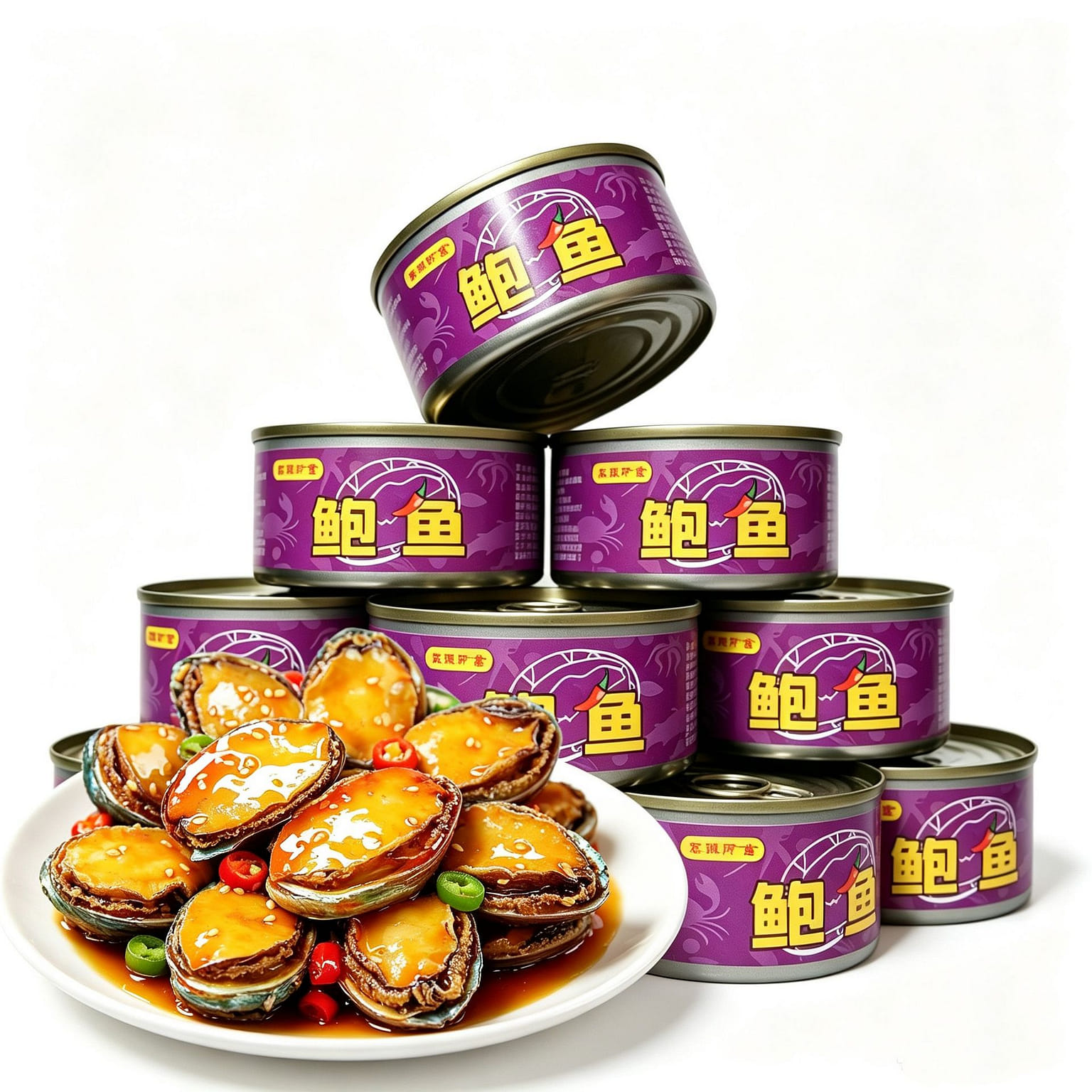 Spicy Abalone Canned Food Ready-to-Eat Seafood Can 100 g*2 cans