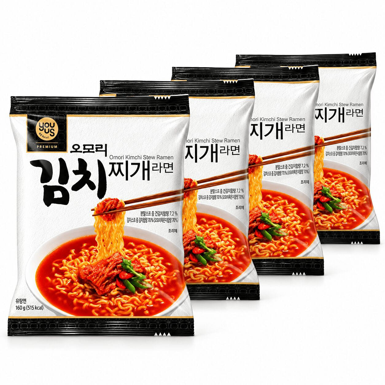 오모리 매콤한 김치찌개라면 4개입 1 팩