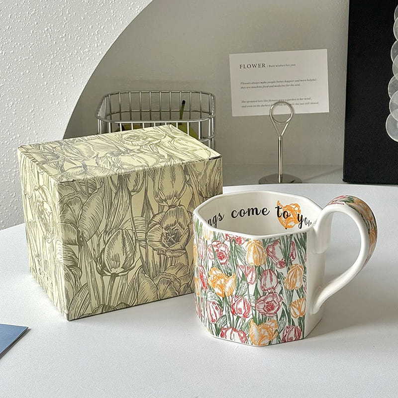 Morris style full of flowers i Mark ceramic water cup office cup 1 개