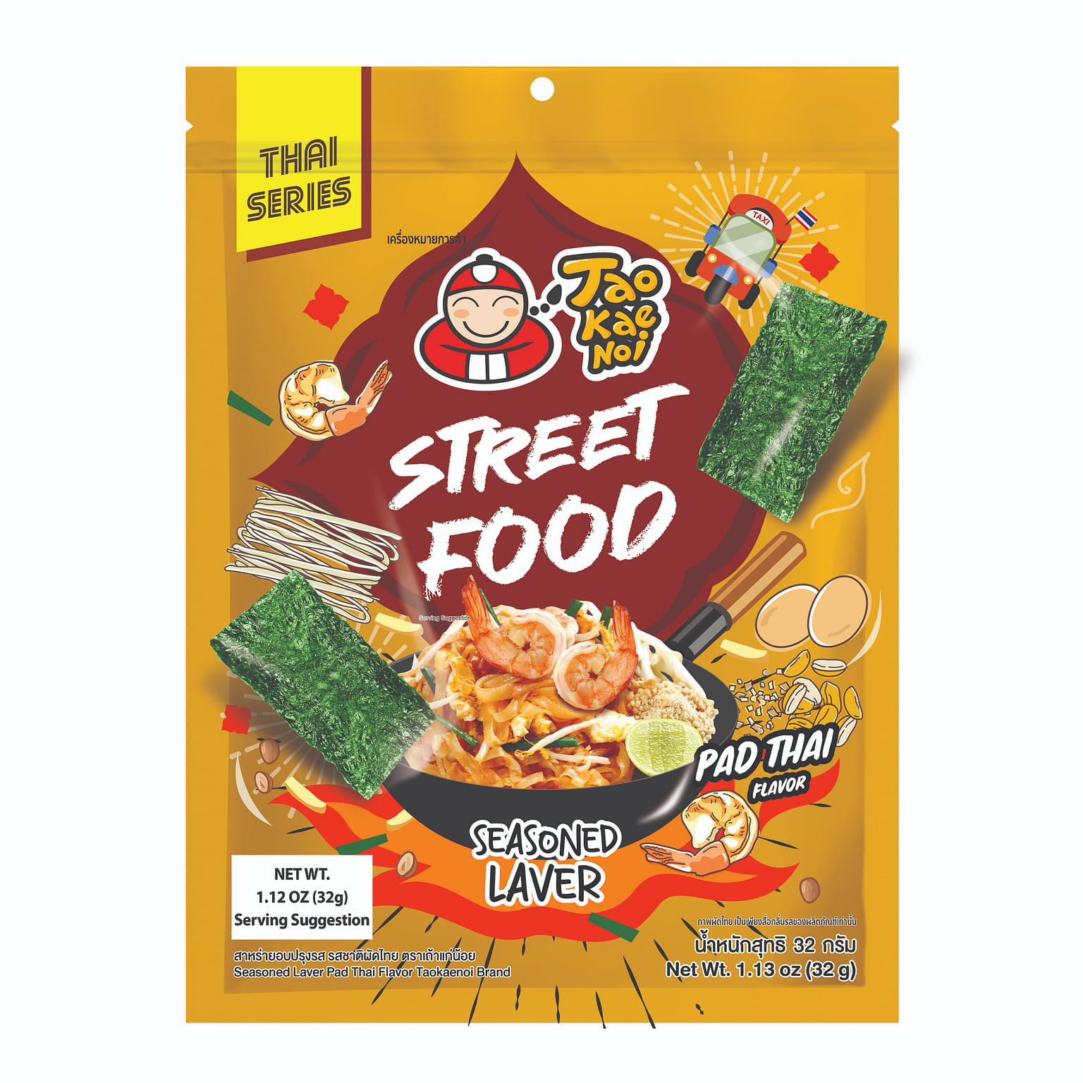 Tao Kae Noi Roasted Seaweed Seasoned Laver Pad Thai Flavor 32 그램