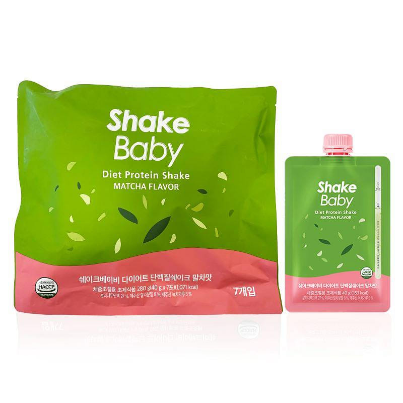 SHAKEBABY Diet Matcha Protein Shake Spout Pouches Low-Calories & On-the-Go Meal 7 อัน