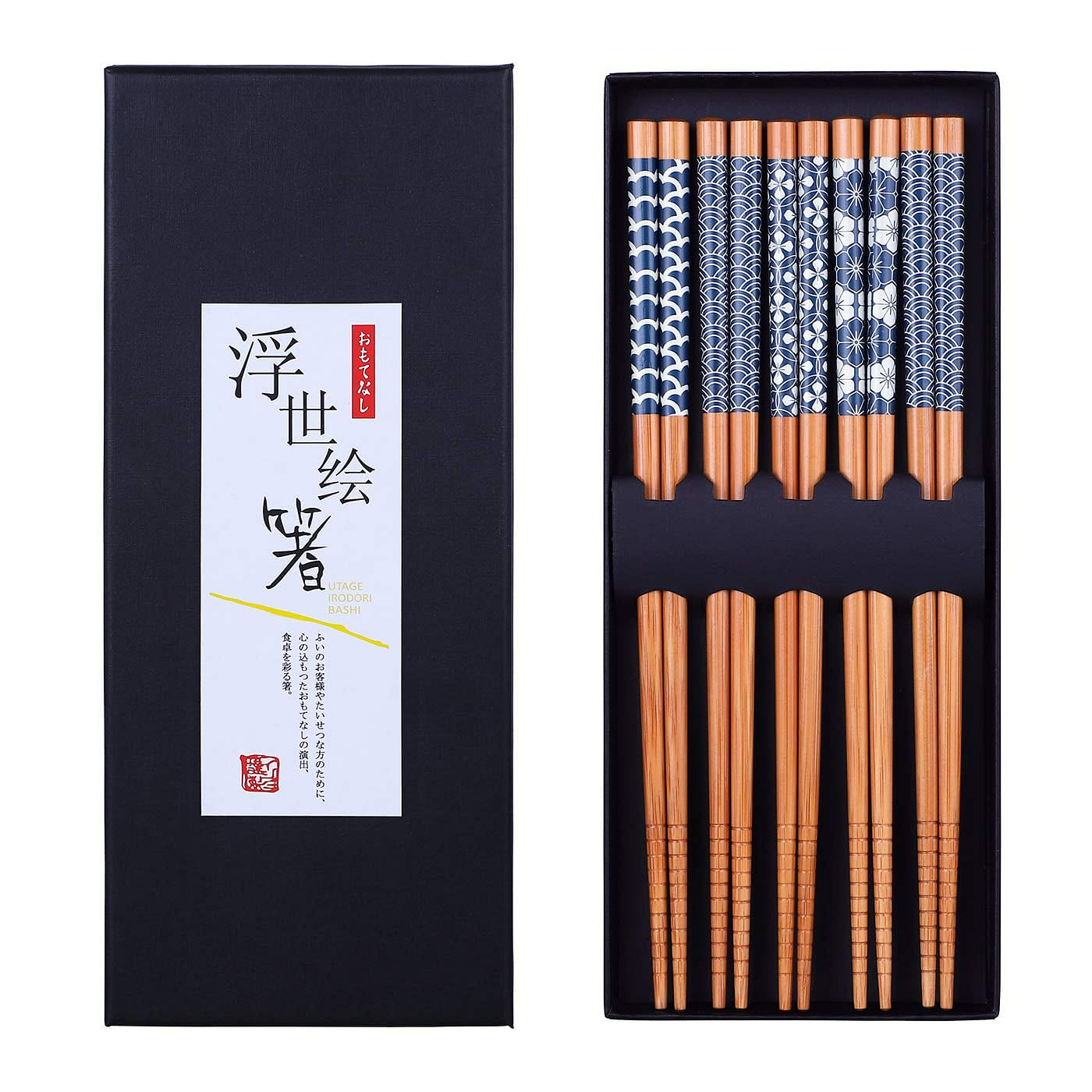 5 Pairs Natural Bamboo Chopsticks Reusable Classic Japanese Style Chop Sticks 1 개