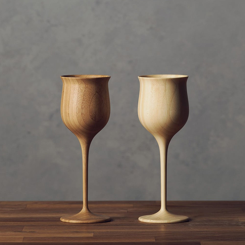 RIVERET Vessel Wine Glass Pair set, dishwasher-safe bamboo cups made in Japan 1 개