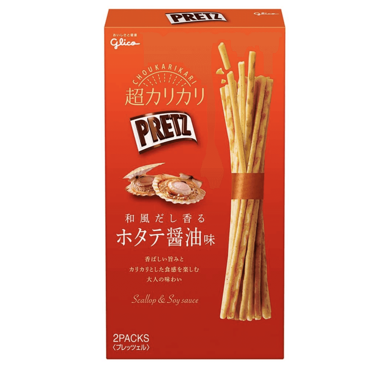 GLICO Pretz Soy Sauce Scallops Flavor 55g 2 packs 1 กล่อง