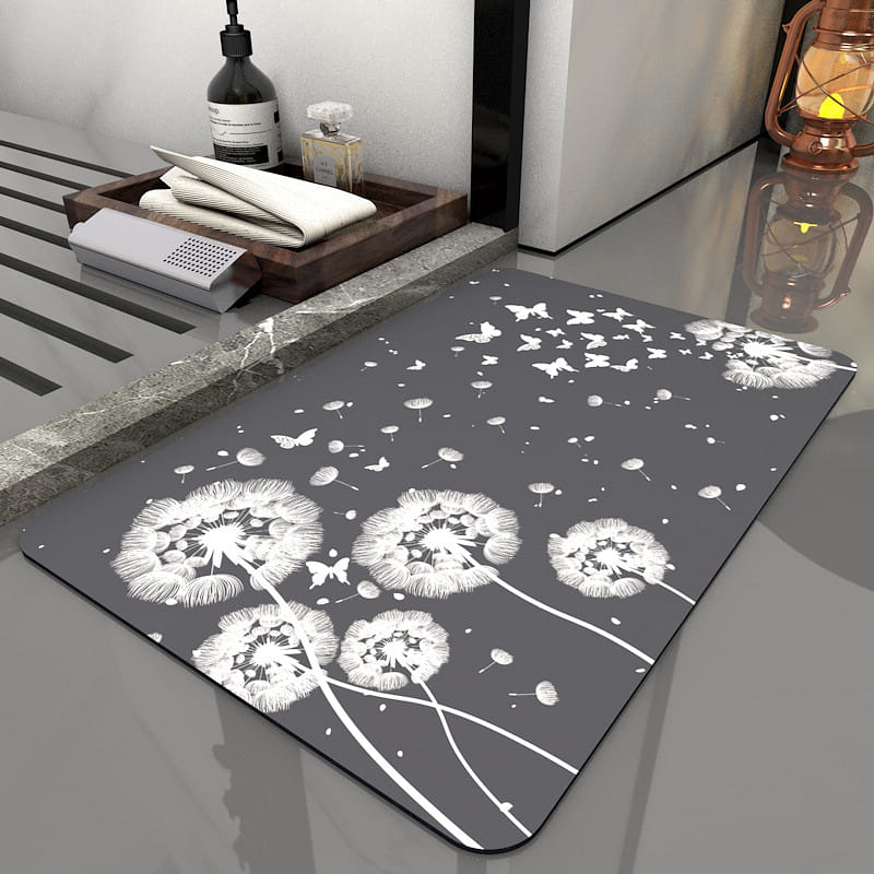 Super Absorbent Diatom Mud Bath Mat Non-Slip Quick Drying, dandelion 70*50cm 1 개