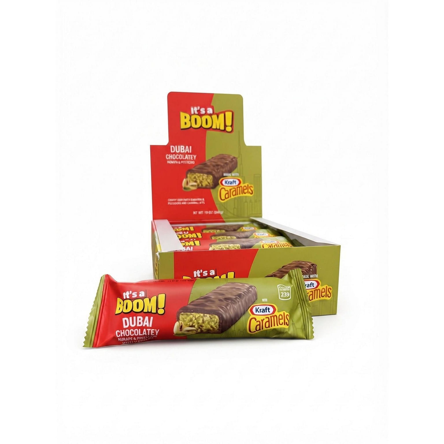 BOOM Dubai Caramel Kunafa Pistachio Bar 12ct 1 each