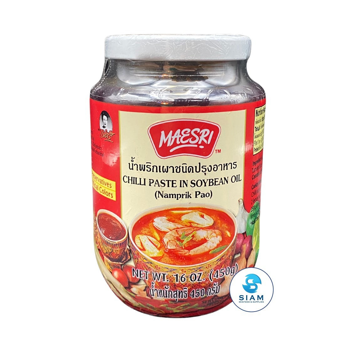MaeSri Chili Paste in Soybean Oil (Namprik Pao) 16 盎司