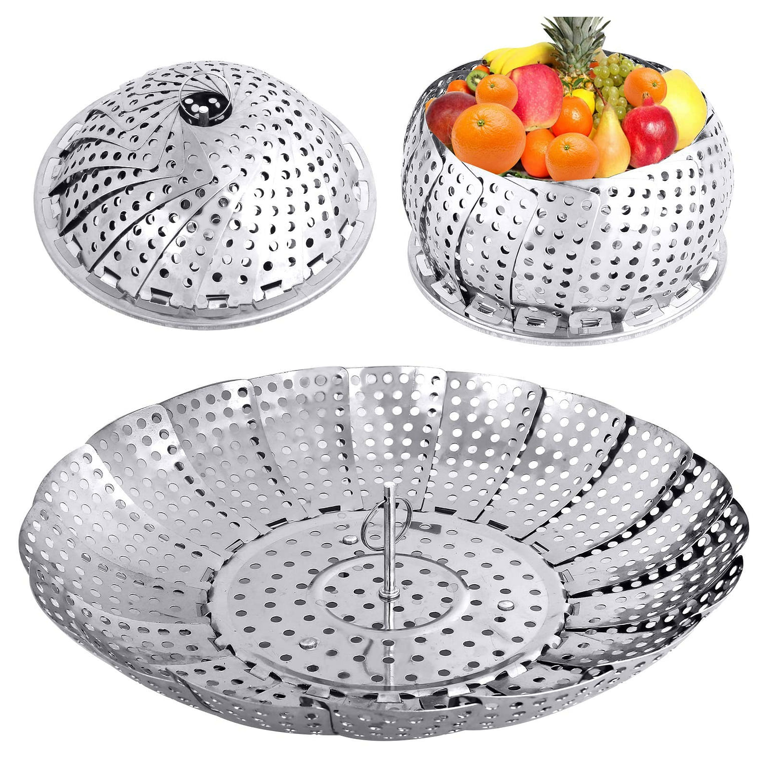 Veggie Vegetable Steamer Basket, Folding Steaming Basket, Metal Stainless Steel 1 개