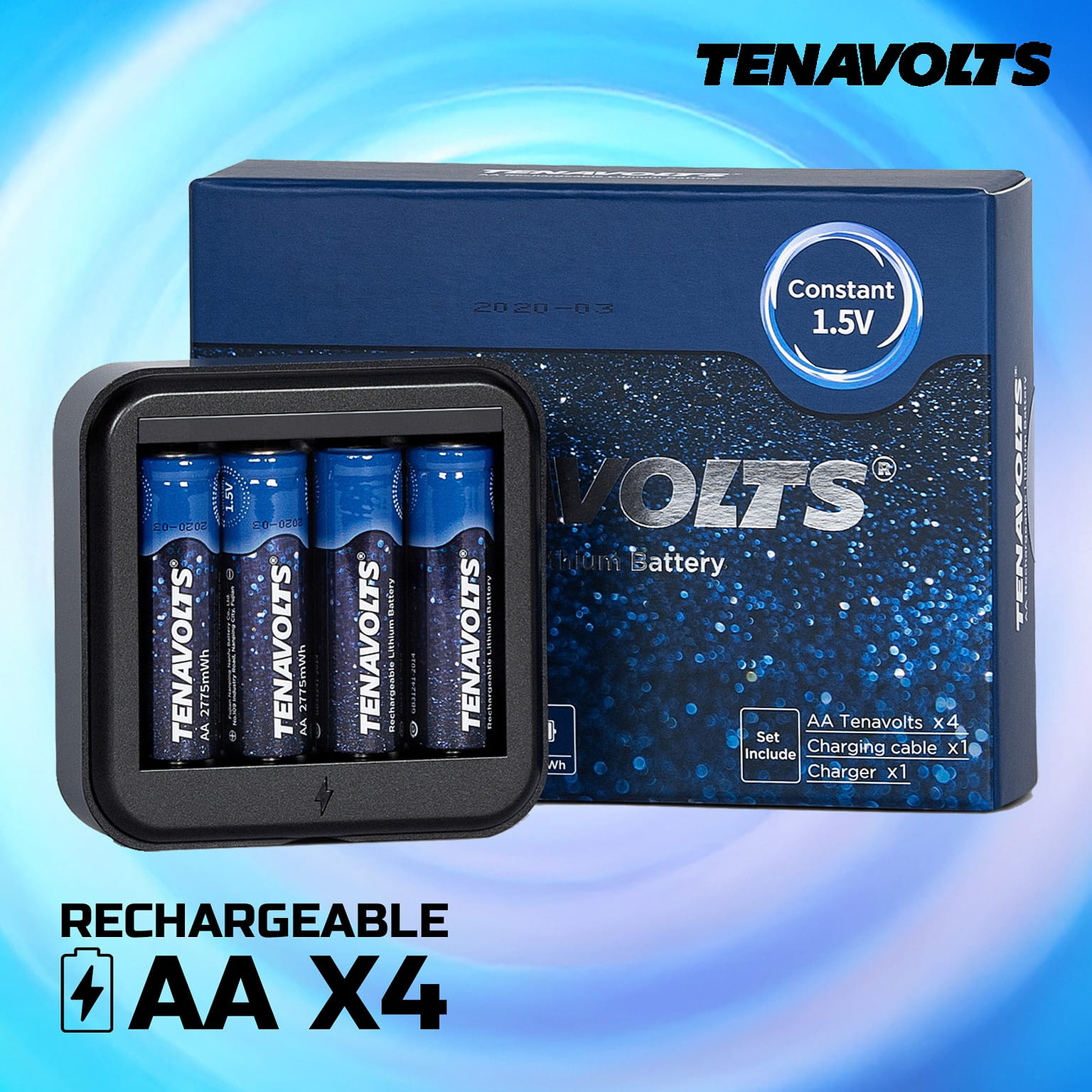 TENAVOLTS Rechargeable Lithium Battery, 4 Counts 200 グラム