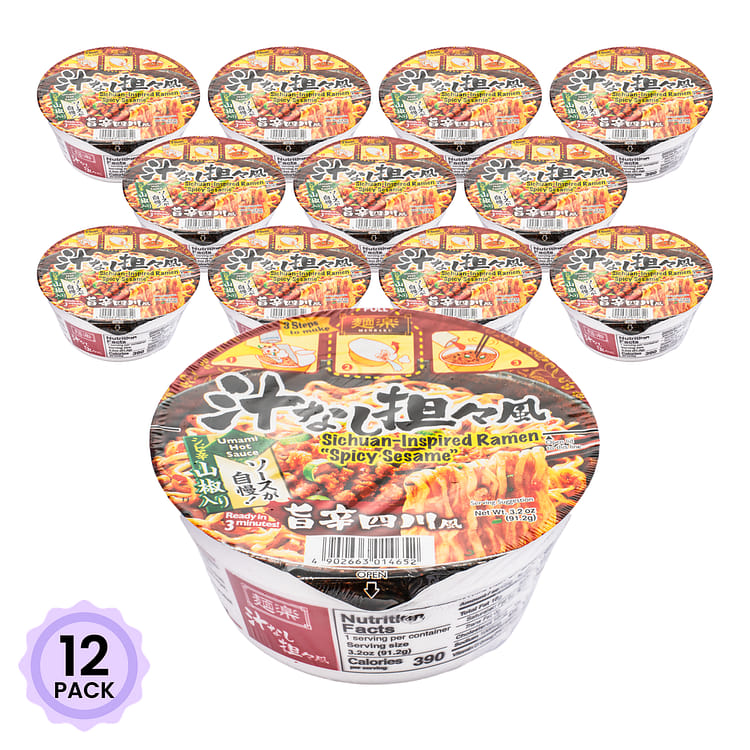 Get Hikari Menraku Soup-less Ramen Sichuan Spicy Sesame 3.2 oz*12