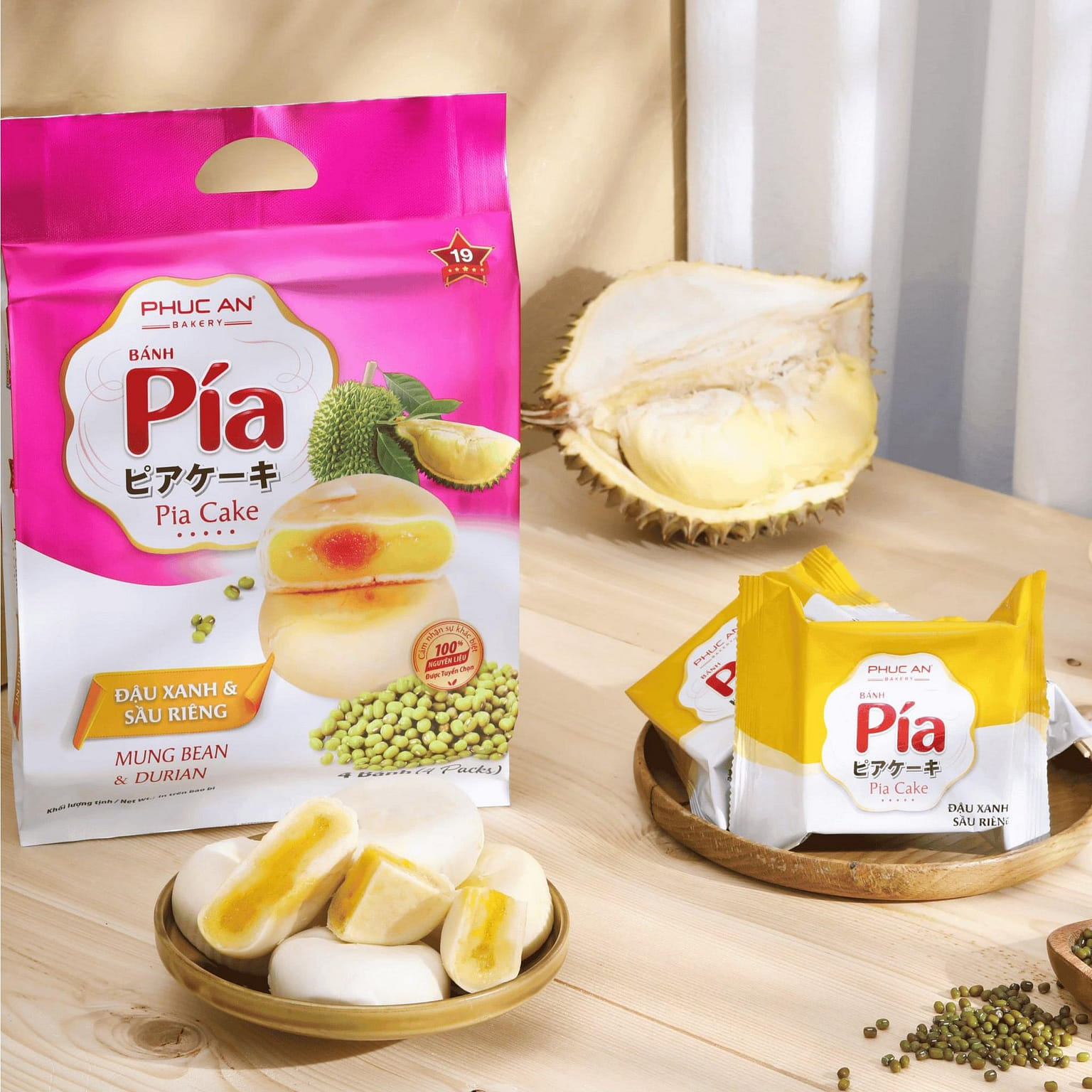 [PHUC AN] Pia Cake Mix (Mung-Durian-Salted Egg) - 14 oz