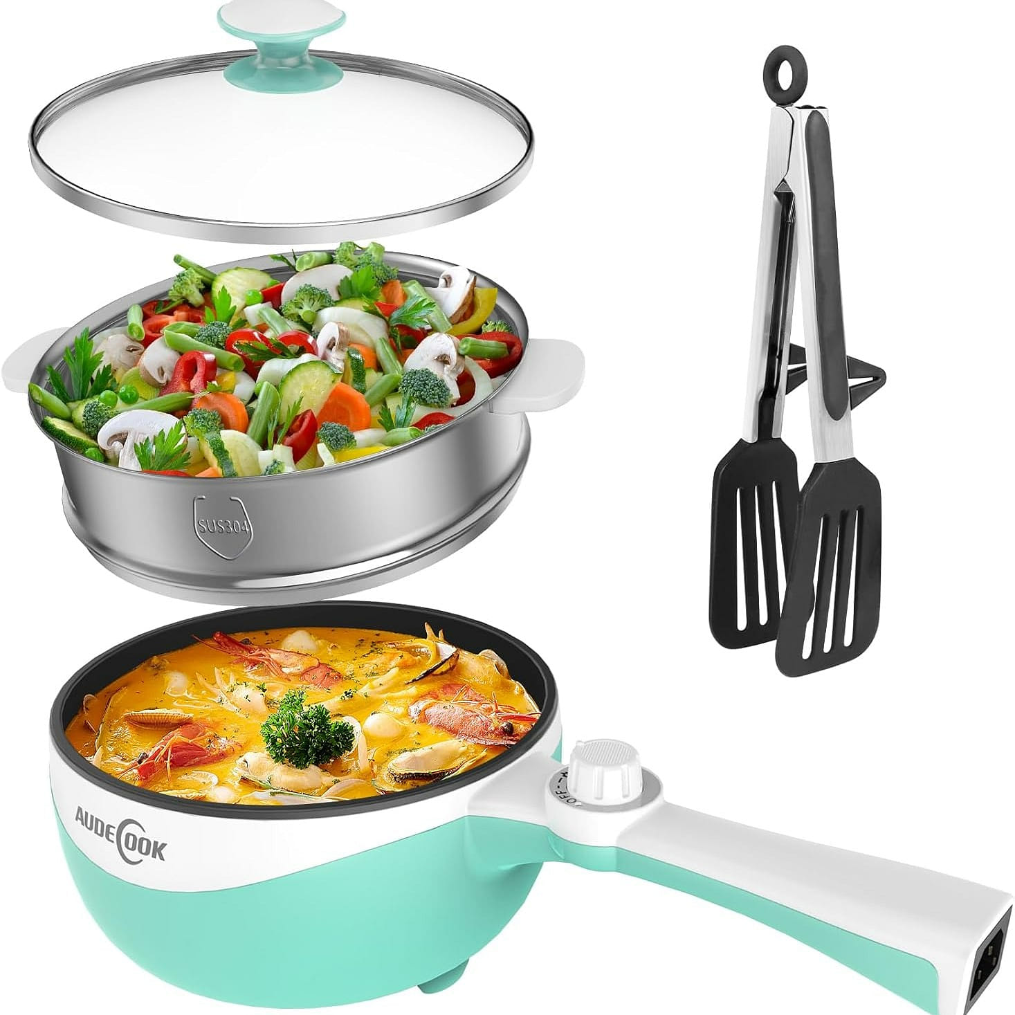Hot Pot Electric, 1.7L Mini Electric Skillet Portable Nonstick with Power Adjust 1 개