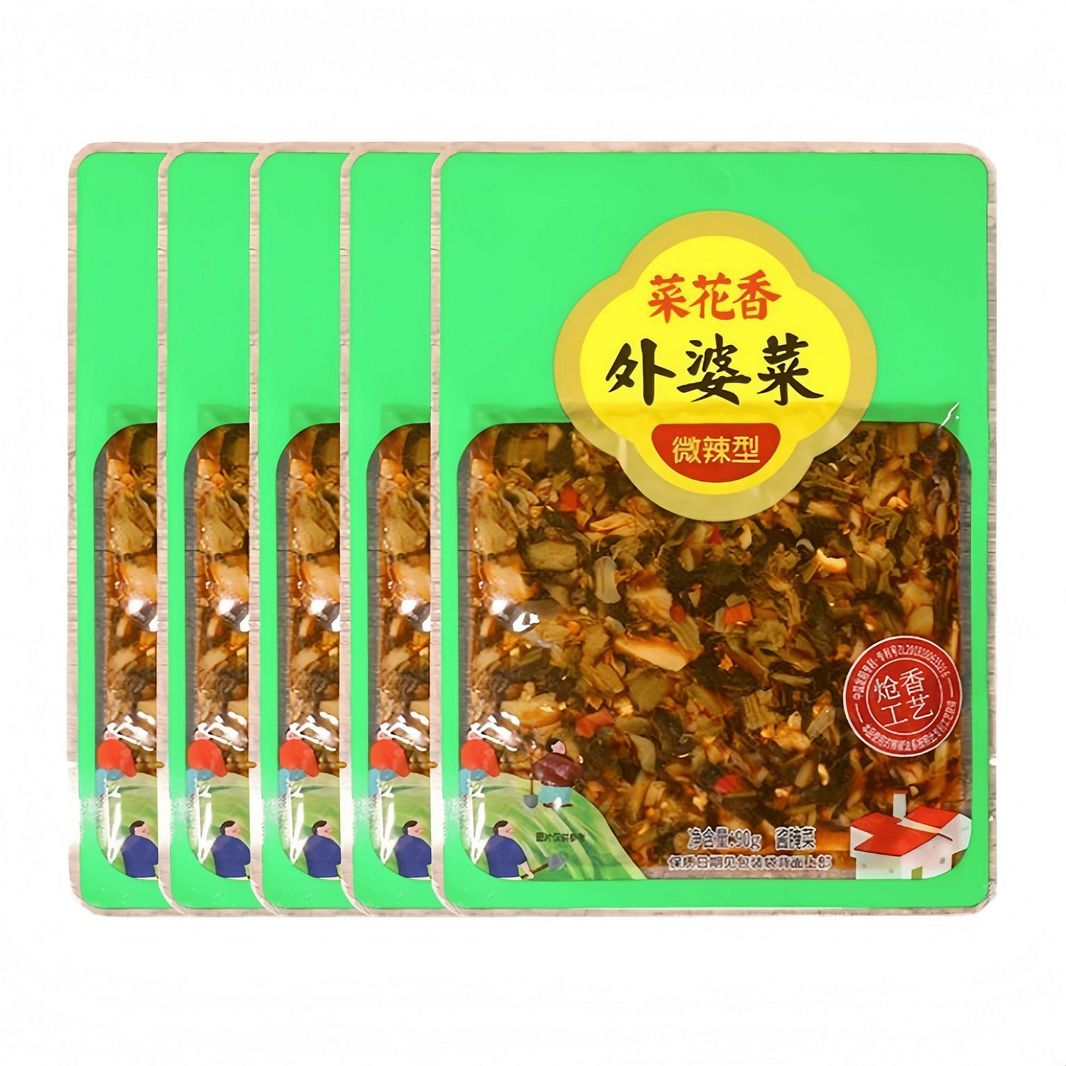 Grandma's Vegetables, slightly spicy, 90g*5 bags 450 g