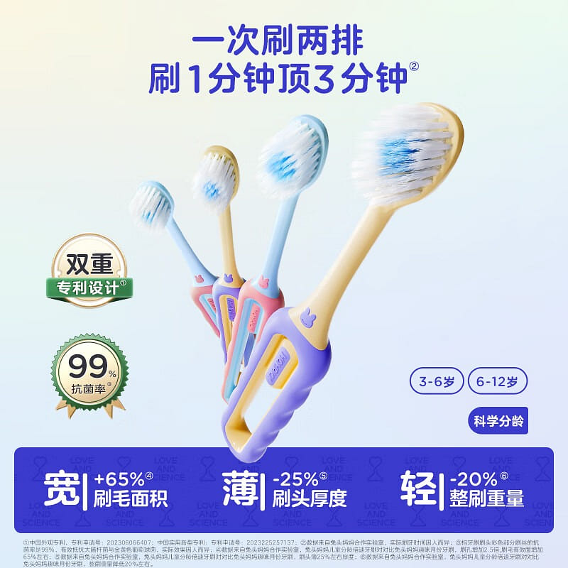 Rabbit head mother children age 3-6 years old double speed toothbrush 2 + Olafur 1 ส่วน