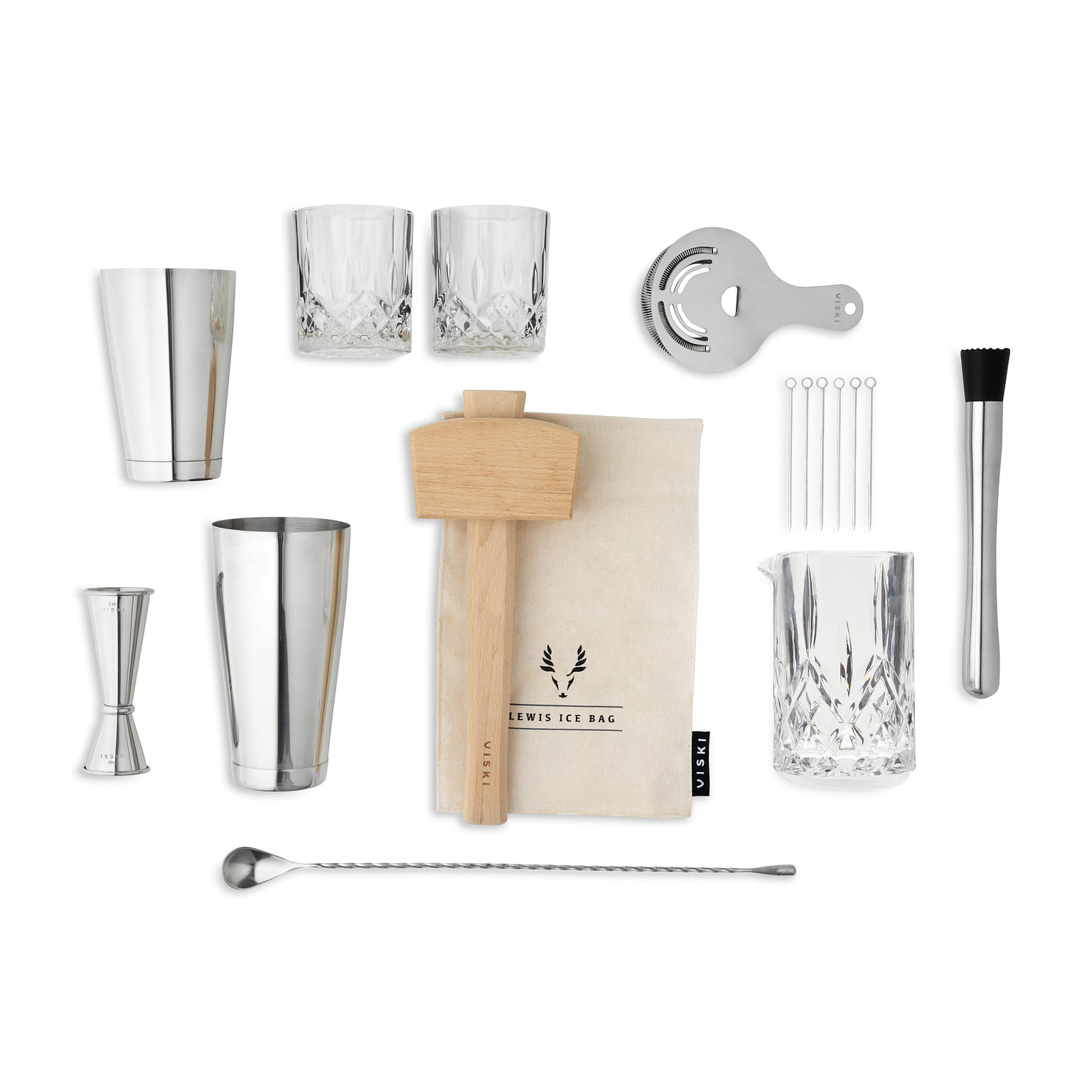 Viski 17-Piece Bar Tools Bartender Tool Kit - Cocktail Making Kit - Bartending Supplies with Shakers and More Set of 17 1 個