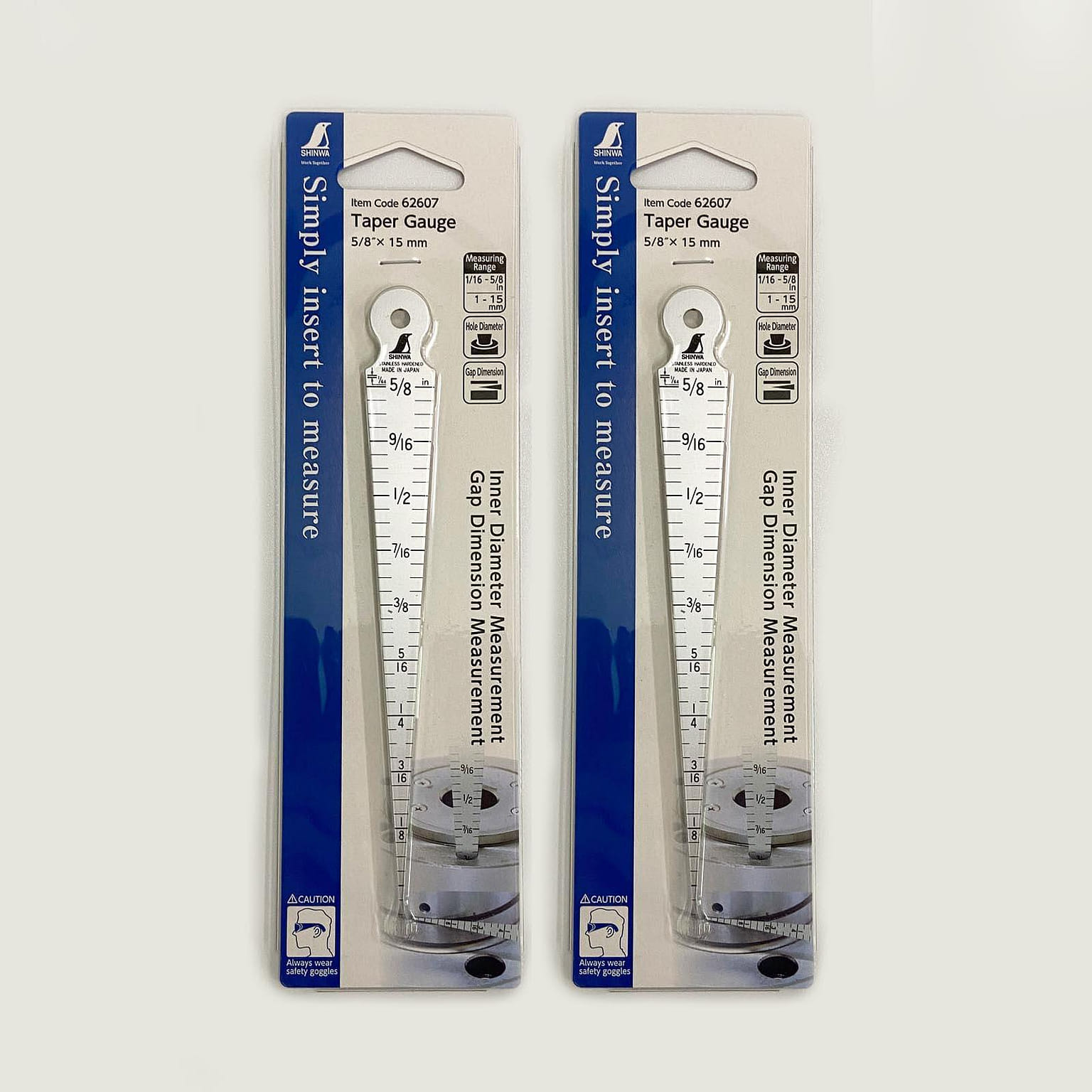 Shinwa Japanese Taper Gauge 5/8"×15mm 2PCS White English Package Made in Japan 2 อัน