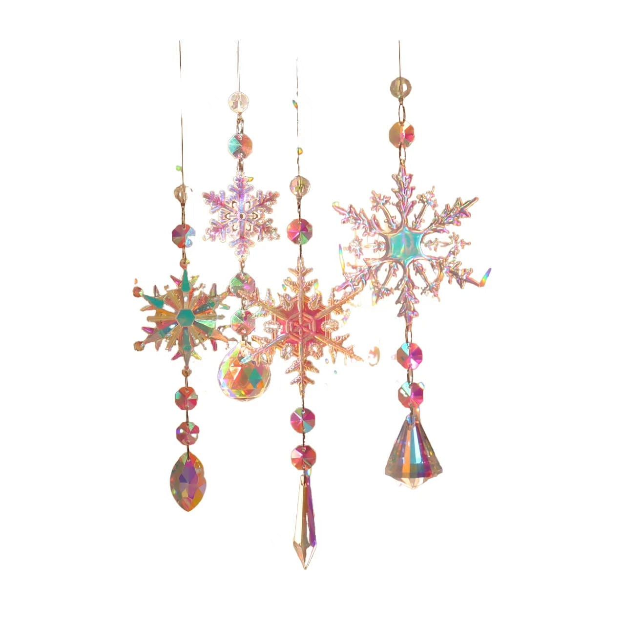 Christmas Tree Window Decoration Pendant Snowflake Crystal-Set Of 4 1 개