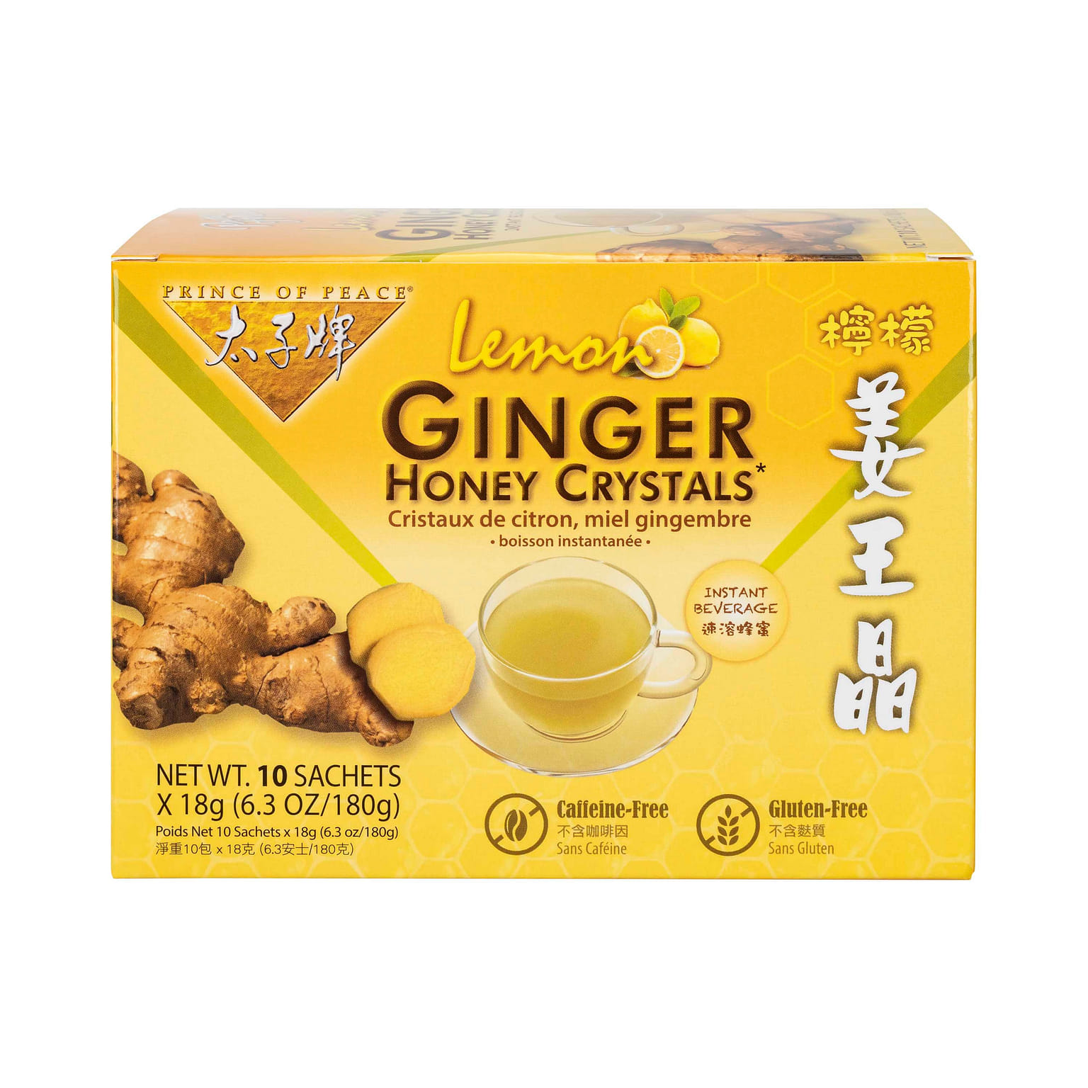 Prince of Peace Instant Lemon Ginger Honey Crystals, 10 sachets 1 케이스