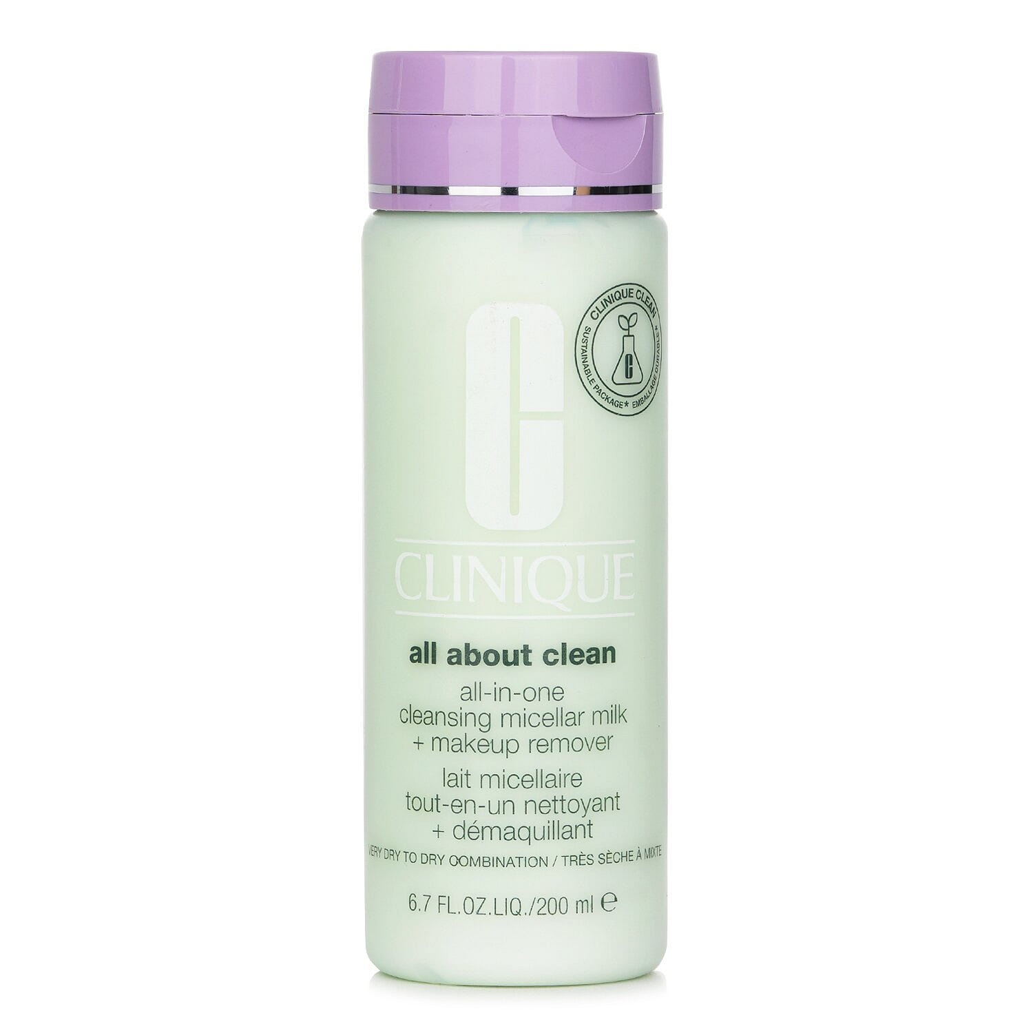 Clinique All about Clean All-In-One Cleansing Micellar Milk + Makeup Remover - Very Dry to Dry Combination 200ml/6.7oz 200 มิลลิลิตร