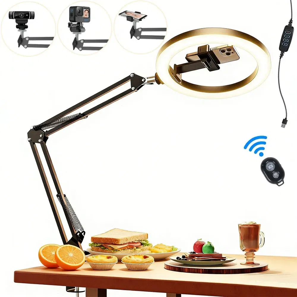 Desk Selfie Ring Light Overhead Camera Phone Mount 1 box