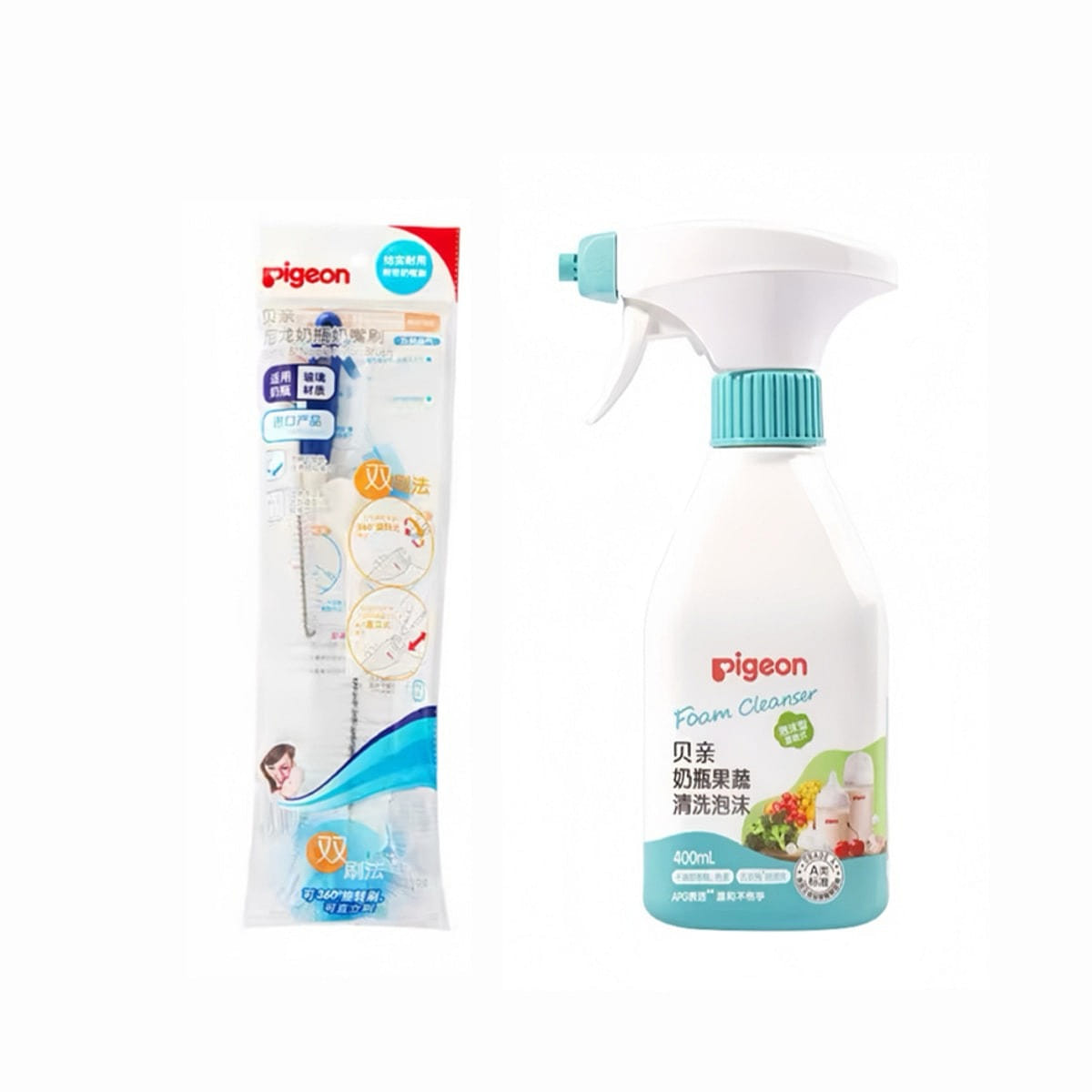 Bottle&Fruit-Veg Cleaning Foam 400ml +Bottle Brush 1 count