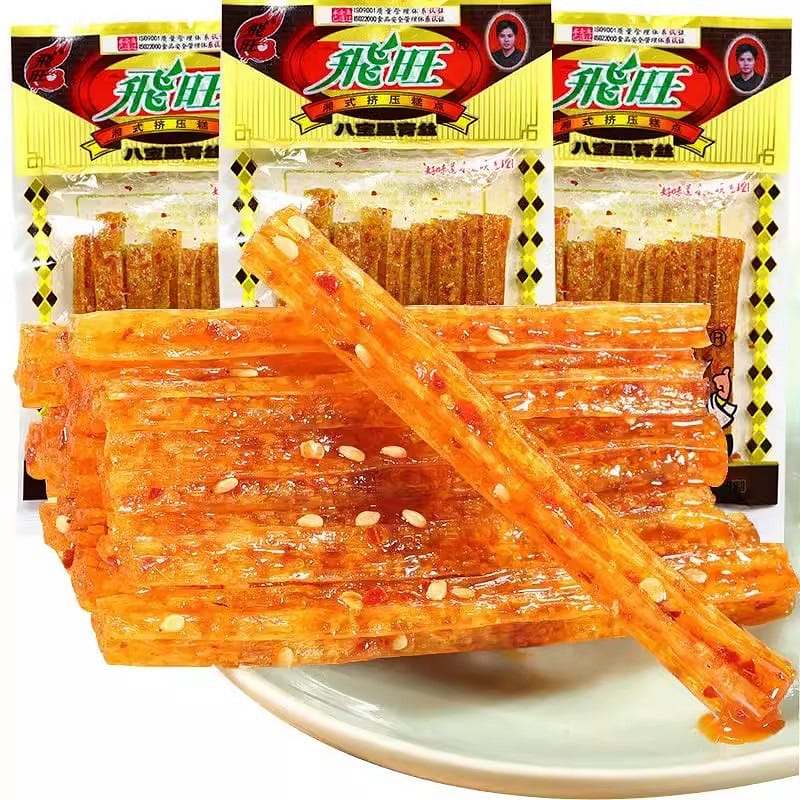 Feiwang Spicy Stripes, Babaoli Green Silk, 5 Pack Snacks, Hunan Specialty 1 ส่วน