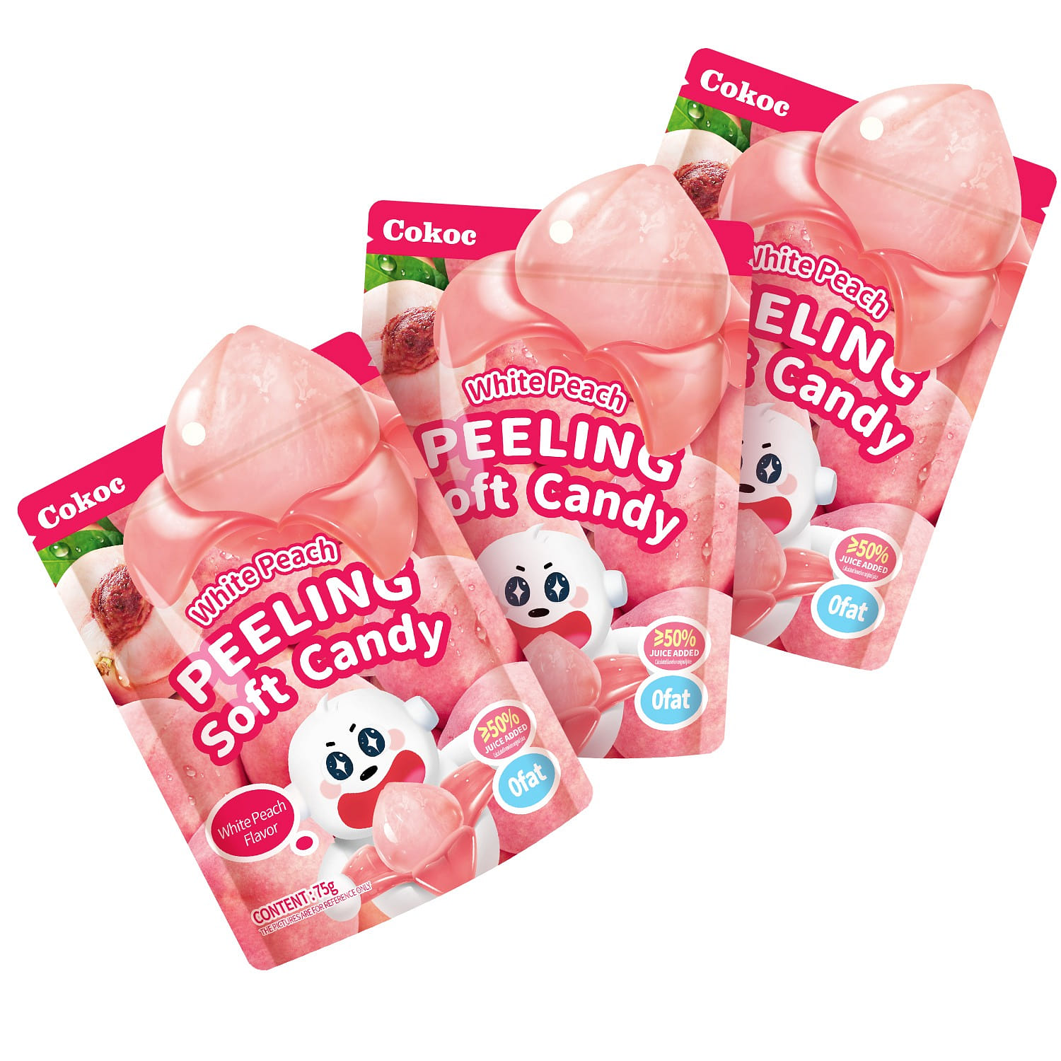 Cokoc 3 Bags of Fun Peeling Gummies White Peach 7.93 ออนซ์