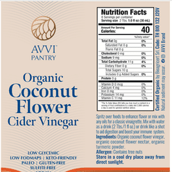 Avvi organic coconut flower cider vinegar (turmeric) 8 oz