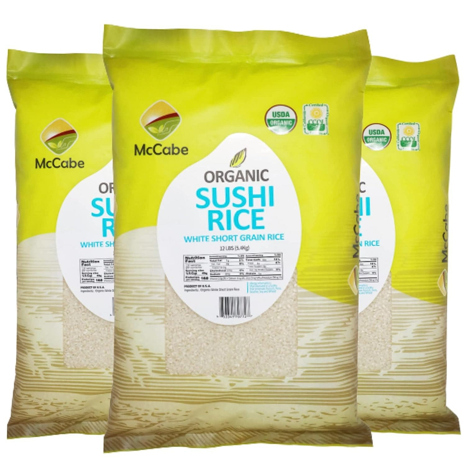 McCabe Organic Sushi Rice 12 Lbs (3 Packs) 12 파운드
