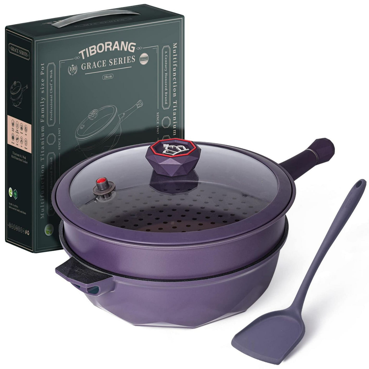 8 in 1 Multipurpose 11 Inch 5 Qt Frying Pans Nonstick with Lid,Steamed Grid 1 each