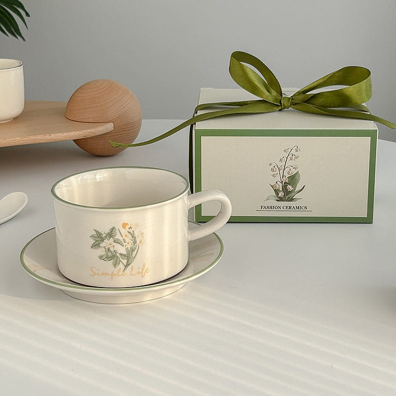 设计师合作ins雏菊花咖啡杯碟套装高颜值下午茶杯陶瓷杯礼盒装高级感杯子 1 份