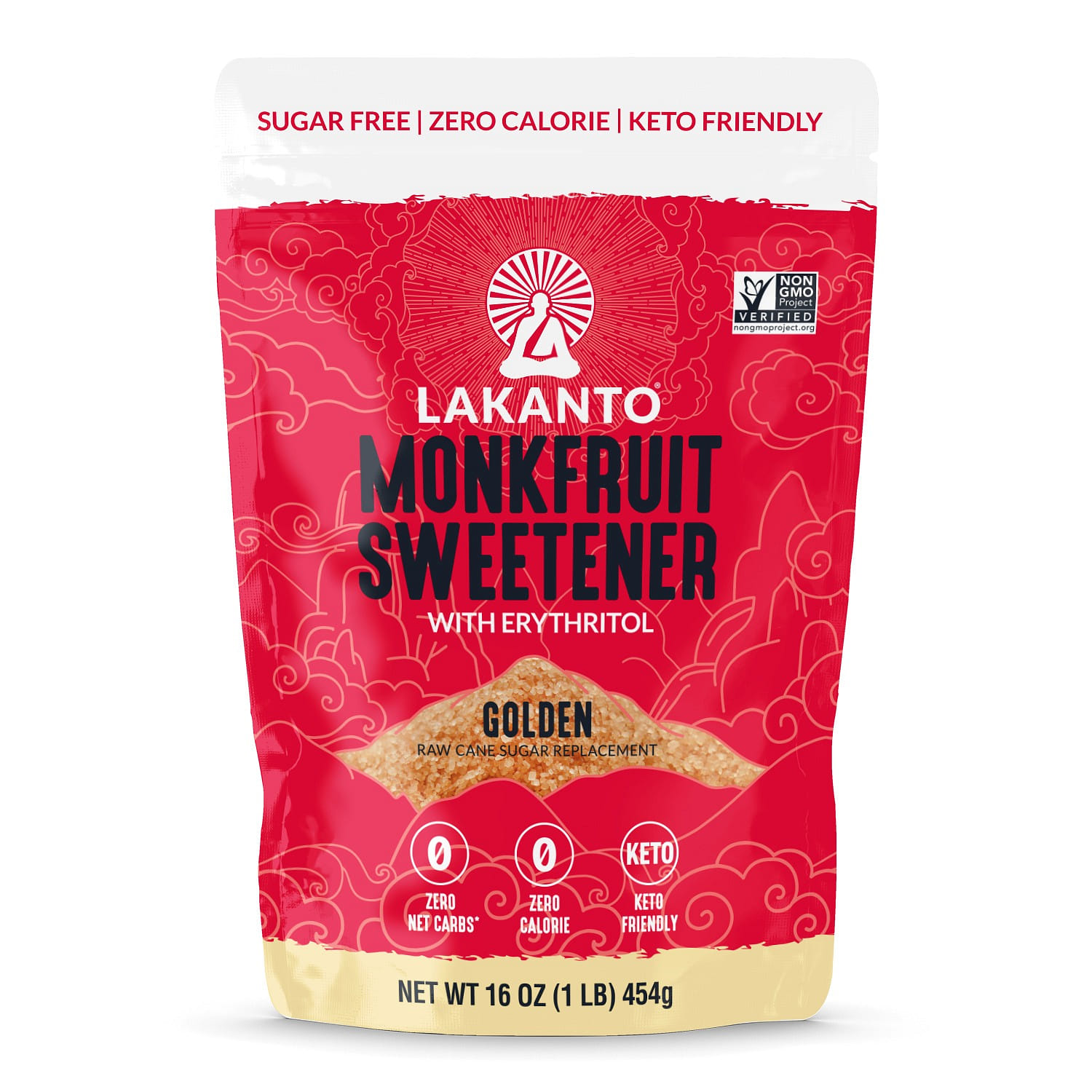 Lakanto Golden Monk Fruit Sweetener with Erythritol - Raw Cane Sugar Substitute 16 온스