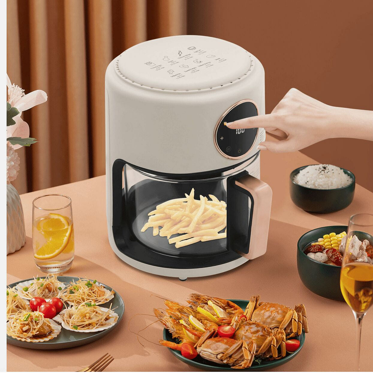 4.2L Glass Air Fryer with 360 degrees View 1 case