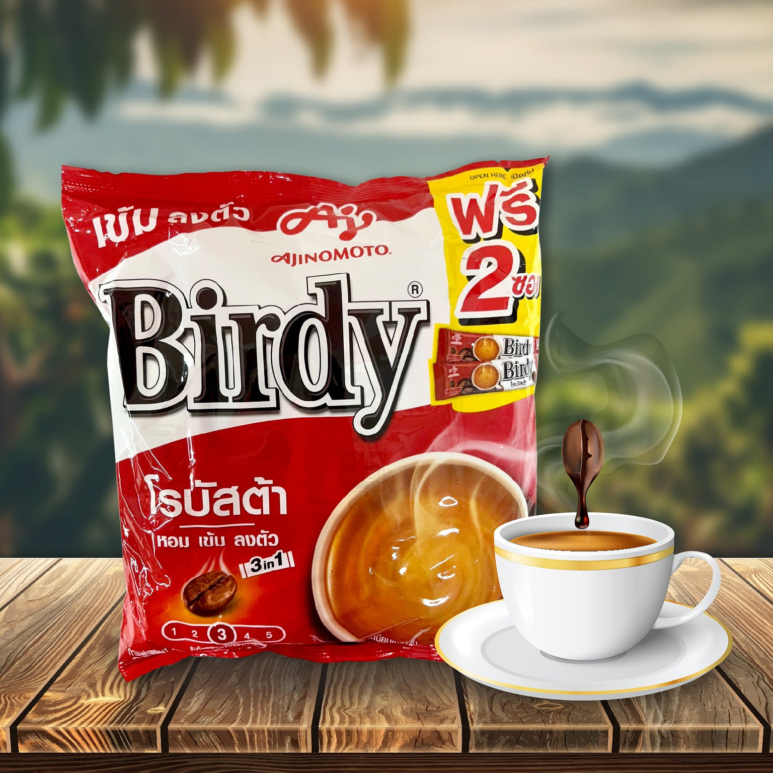 Birdy 速溶咖啡 3 合 1 *羅布斯塔* 15.23 盎司