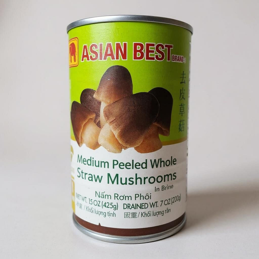Asian Best Peeled Whole Straw Mushrooms in Brine 425 กรัม