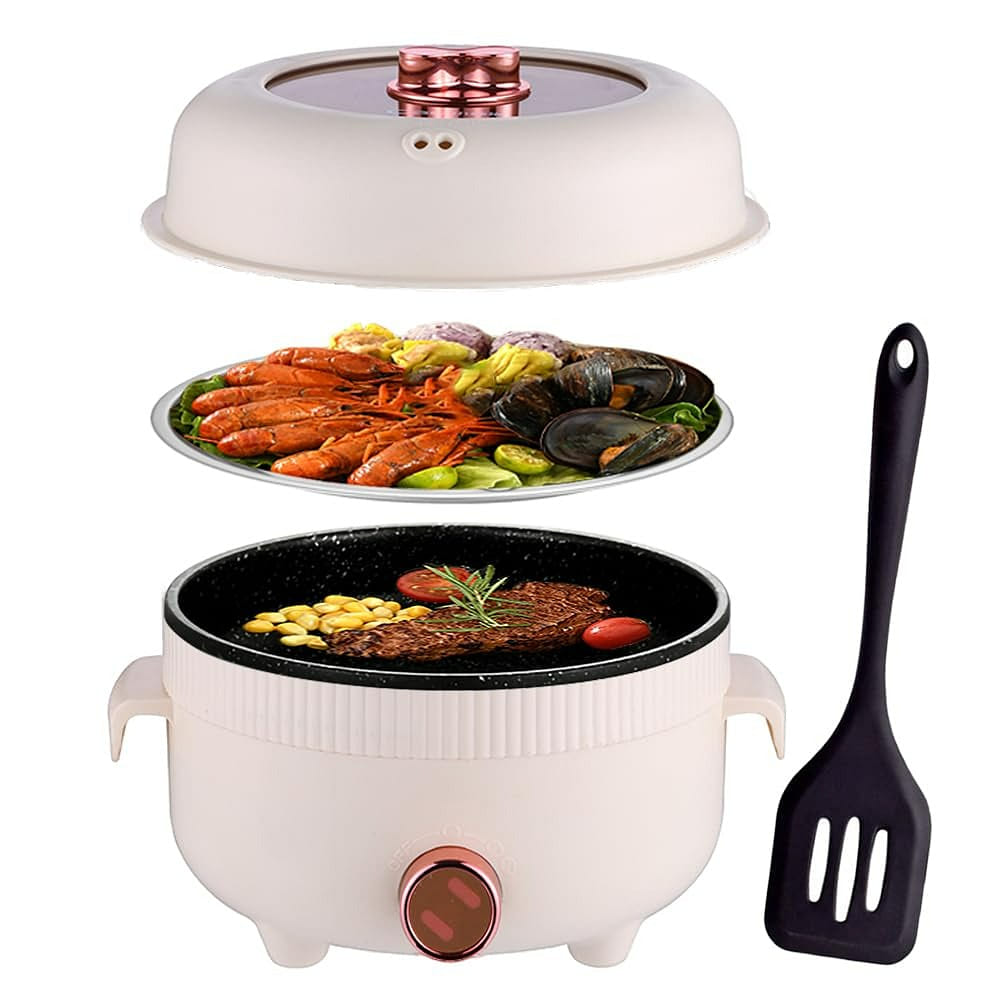 Electric Hot Pot 2.2L with Steamer Non-Stick Fryin 1 개