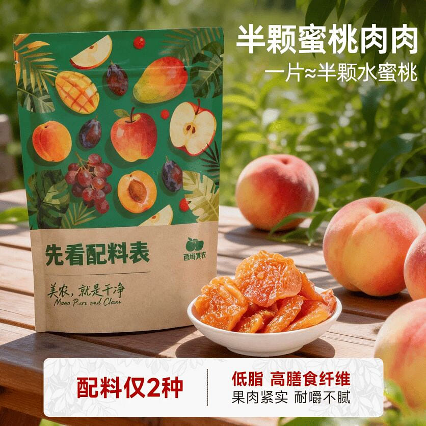 Half a peach, flesh, and dried fruit 60g 60 g