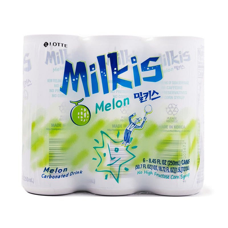 Lotte Milkis Carbonated Soft Drink, Melon Flavor, 8.45 fl oz 6-Packs 1 개